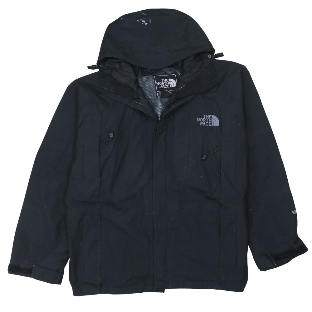 The North Face Mens Jacket Black Hooded Softshell Windbreaker Zip Pockets M