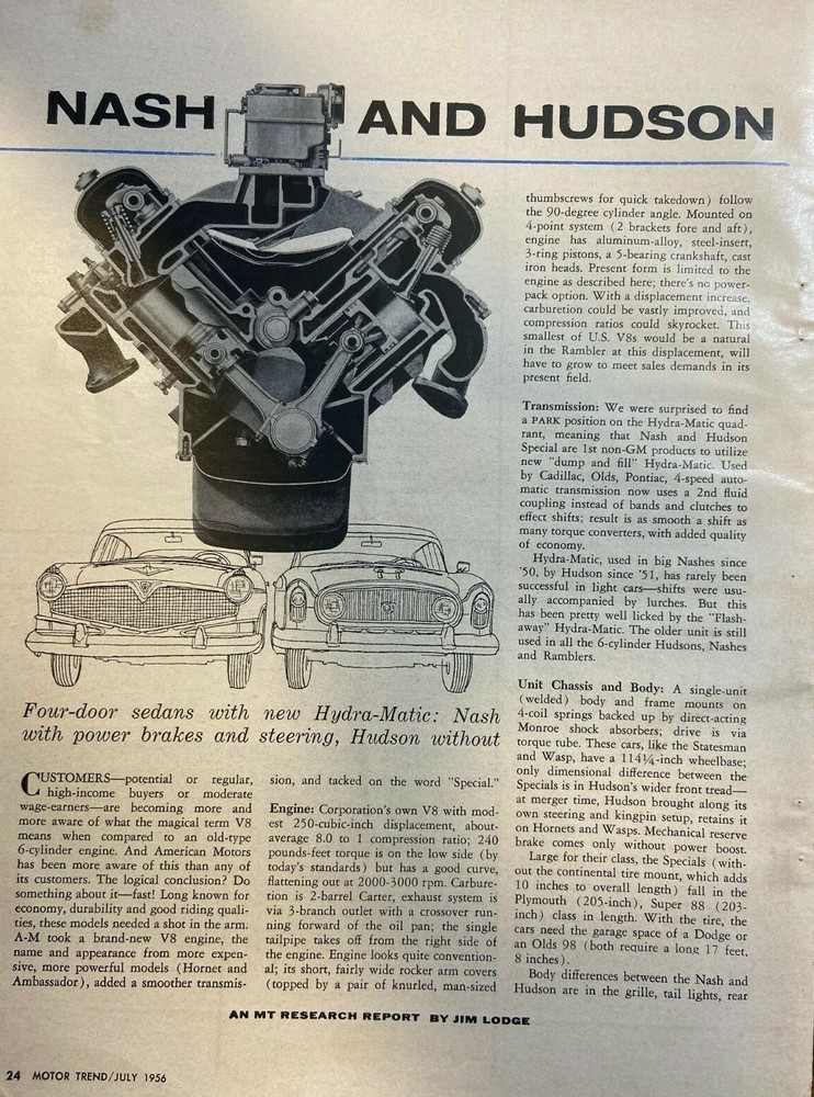 1956 Road Test Nash and Hudson Special v8 illustrated