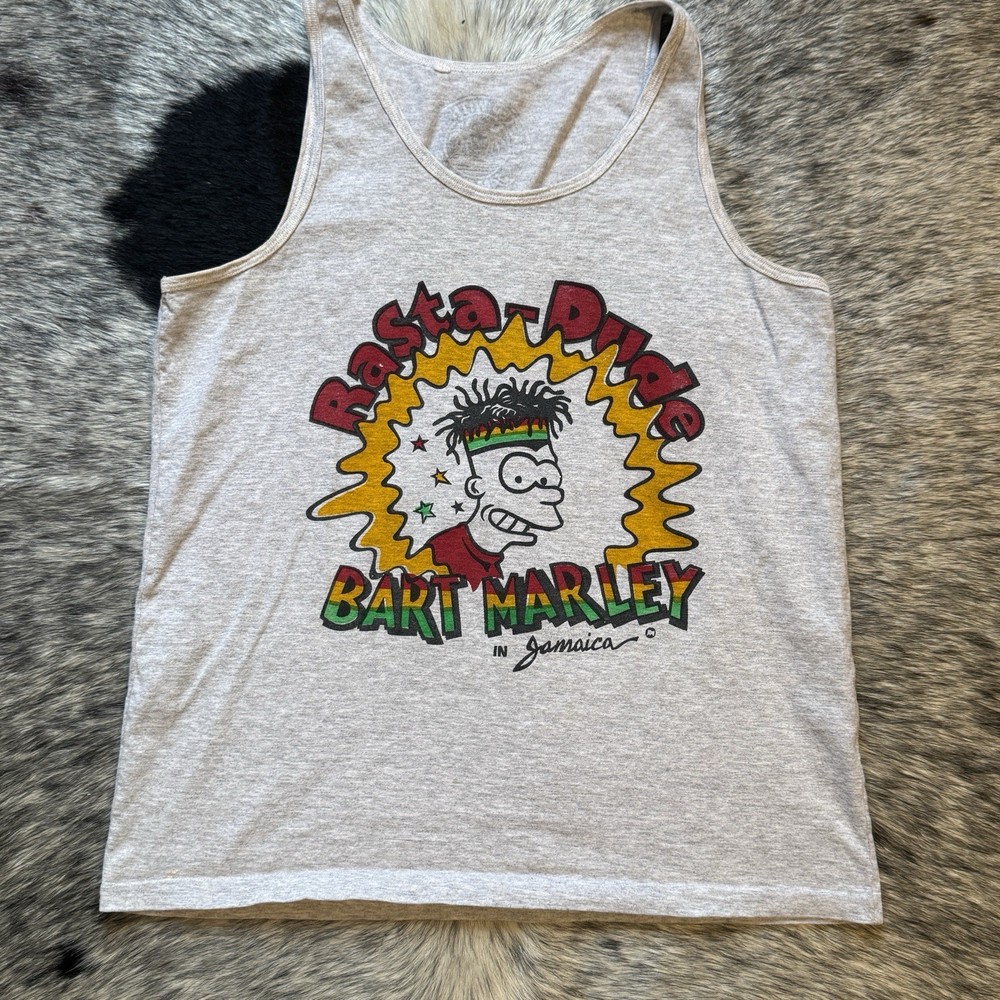 Vintage 90s Rastapride “Bart Marley” Bootleg Jamaica Tank Top 🌴🇯🇲🔥 Size L