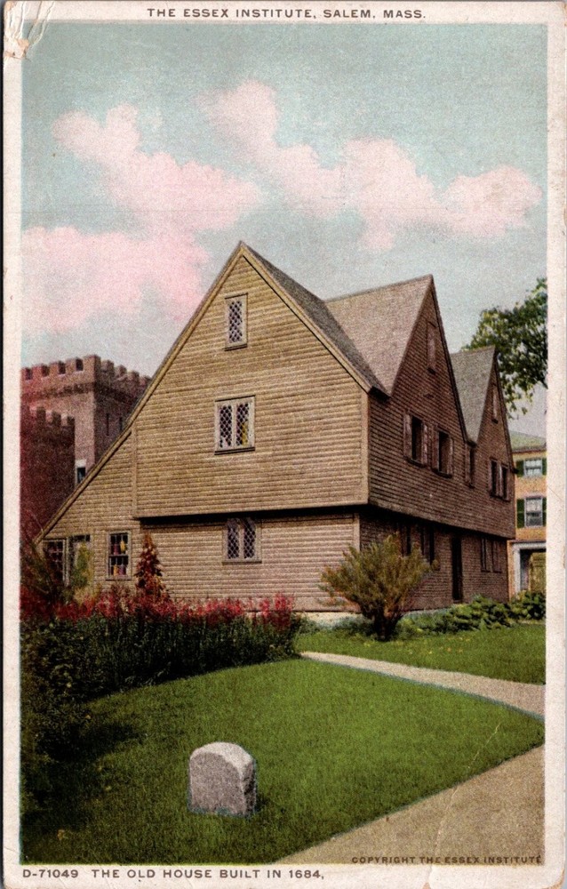Salem MA The Old House Essex Institute Phostint Postcard 1684 Detroit Pub