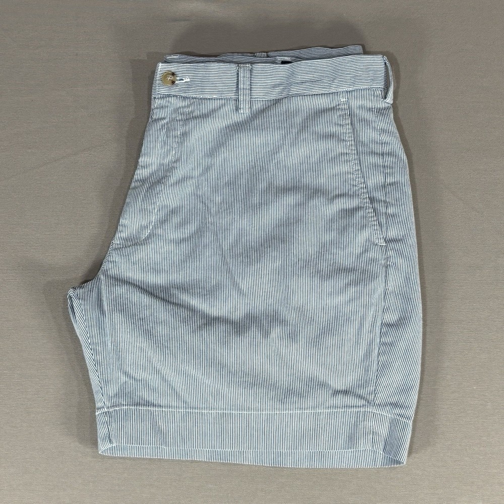 Polo Ralph Lauren Seersucker Short Mens Blue White Classic Fit Chino Size 36