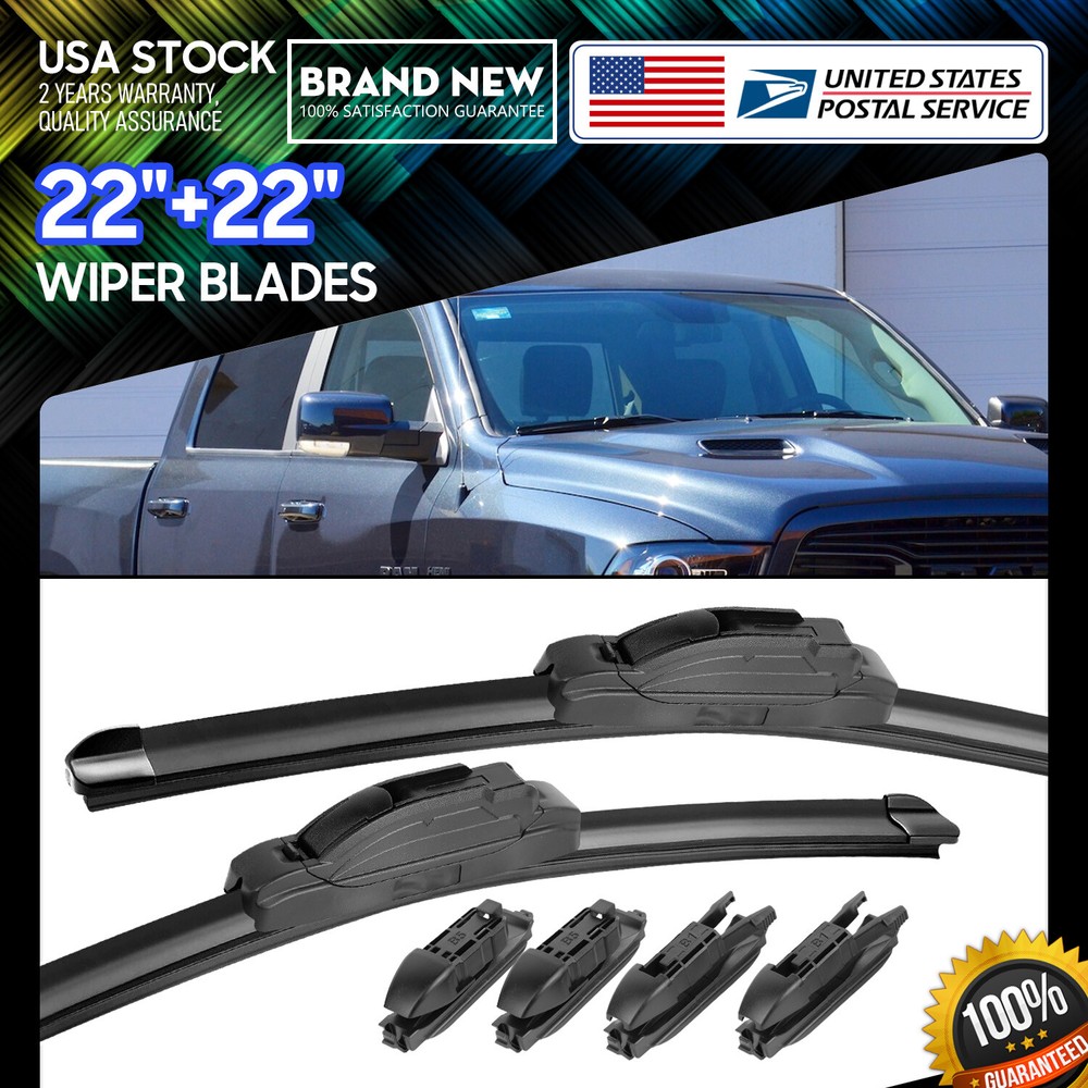 Pinch-Tab 22''+ 22'' Premium Bracketless Windshield Wiper Blades Set All Season