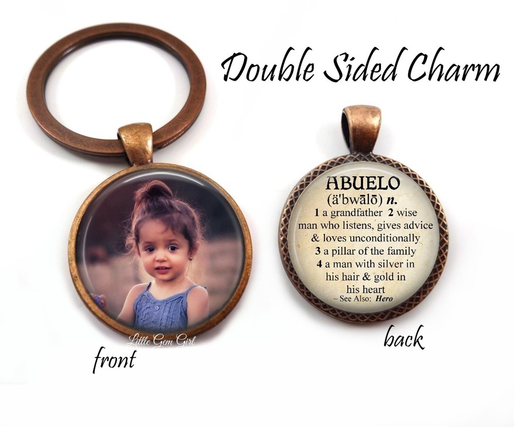 Double Sided Custom Photo Abuelo Dictionary Definition Key Chain Father's Day-image
