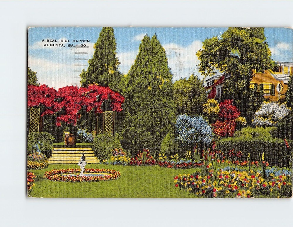 Postcard A Beautiful Garden Augusta Georgia USA