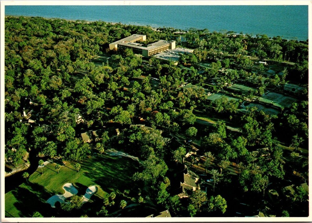 Hilton Head Island SC Aerial Marriot Hotel Shipyard Plantation Postcard c1990