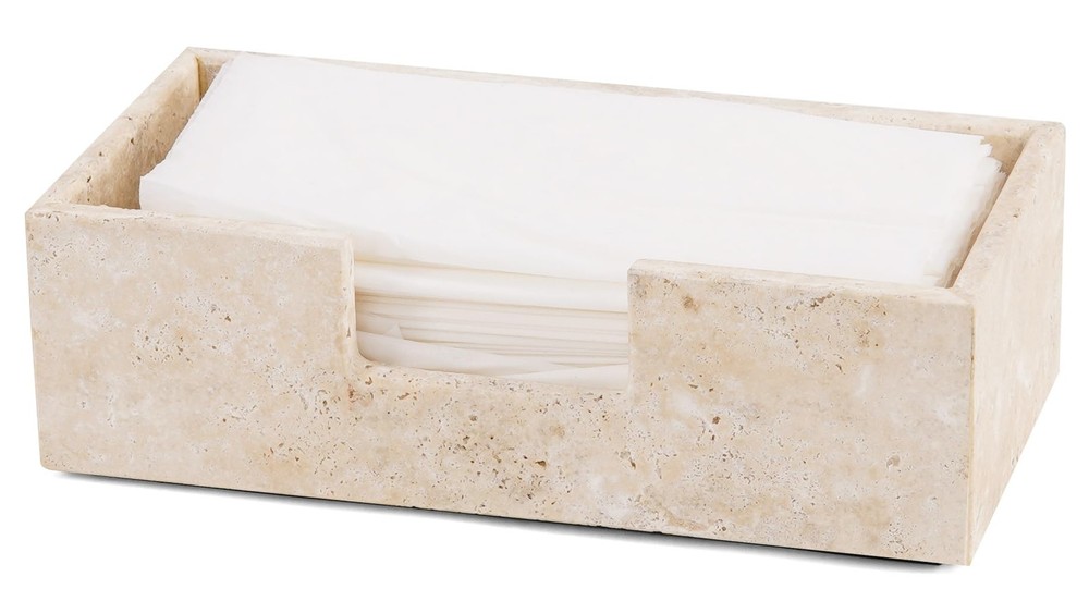 Marble Tissue Box Cover 10x5 Inch Handmade Travertine Decorative Tissues Pape...