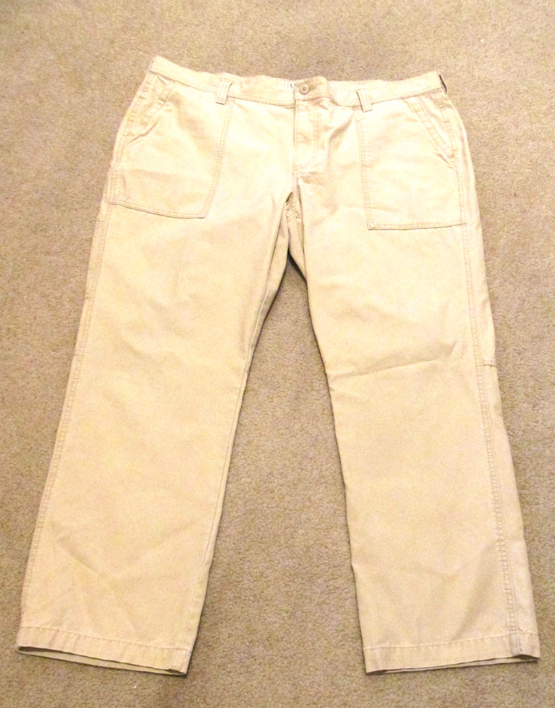 LL Bean Pants Mens 42-30 Tan Khaki Standard Fit Chino Workwear Cotton Casual
