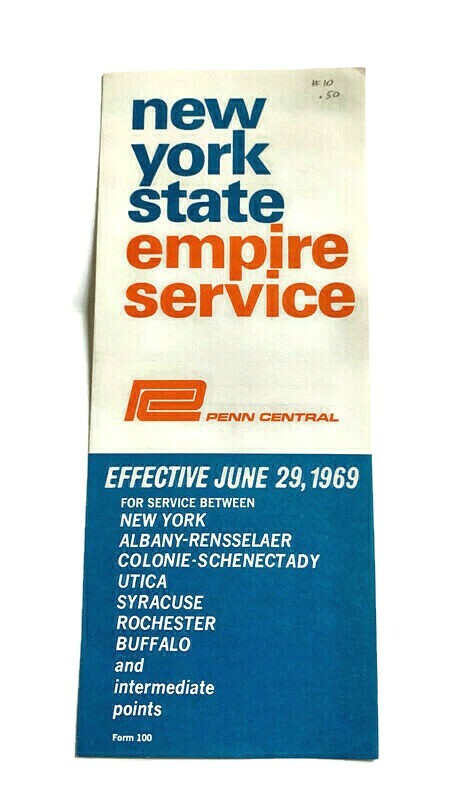1960s Penn Central Railroad Timetable New York State Empire Service Railway