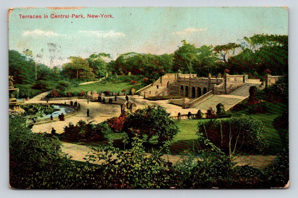 1909 Central Park Terraces New York City NYC Postcard German Made Posted