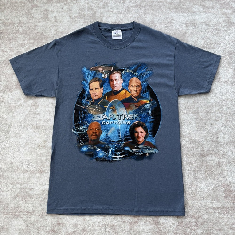Vintage Star Trek Captains Port And Company T-Shirt Size Medium