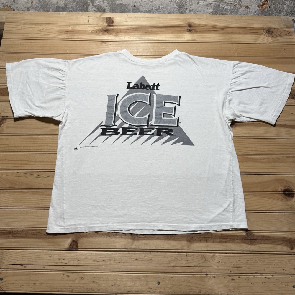 Vintage 80s Labatt Ice Beer Brewing Company Brand Logo Drink Shirt Size XL