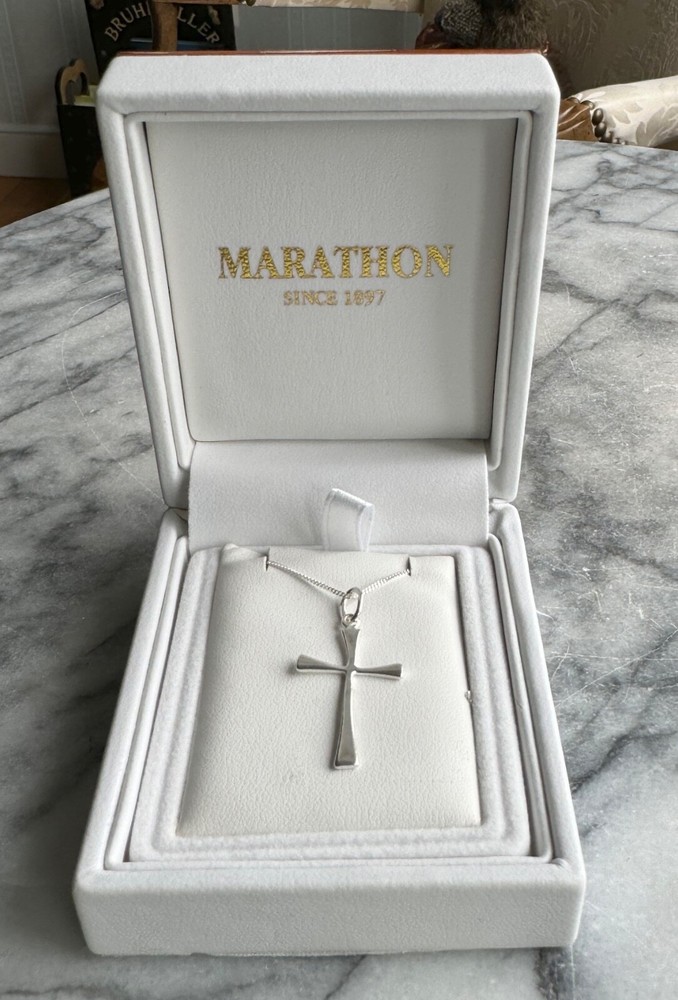 Vintage Marathon Sterling Cross Pendant with 18