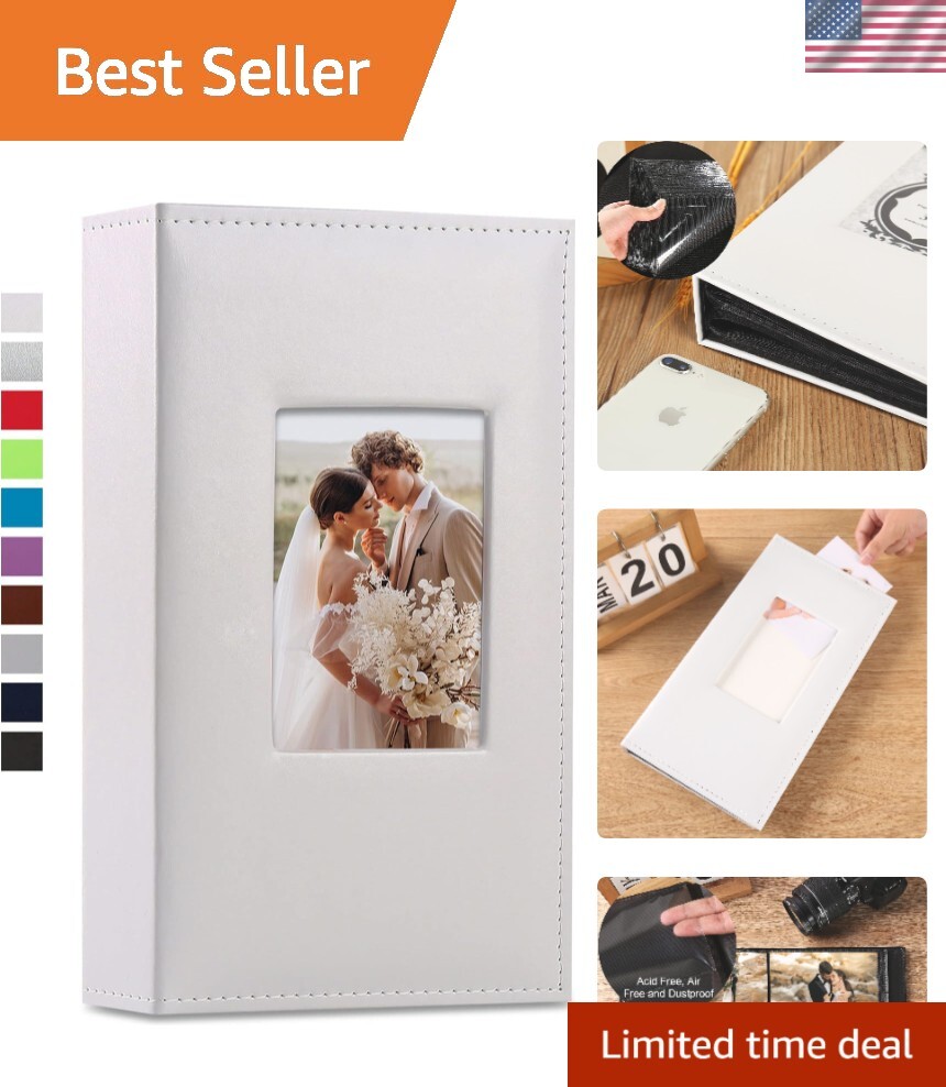 Acid-Free Leather Photo Album Holds 300 Horizontal Photos Ideal for Weddings-image