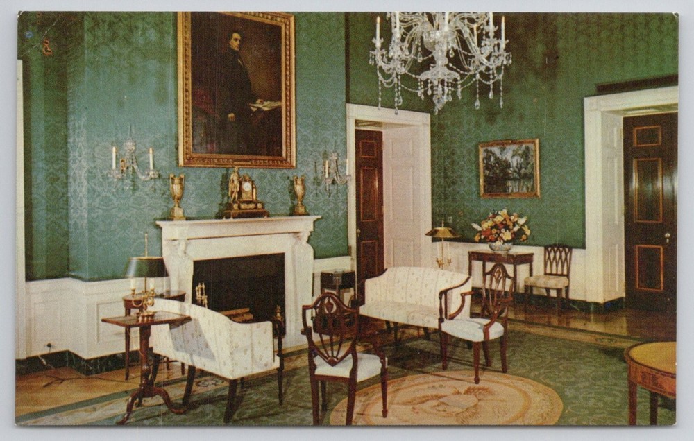 The White House Green Room Washington DC Vintage Postcard