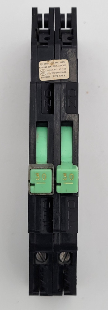 Zinsco RC38-30 30A 2-Pole Plug On GTE Sylvania 120/240V Circuit Breaker USED