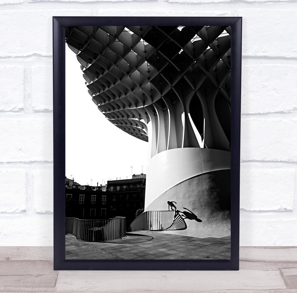 Building Metropol Parasol Street Child Shadow Spain Climbing Wall Art Print