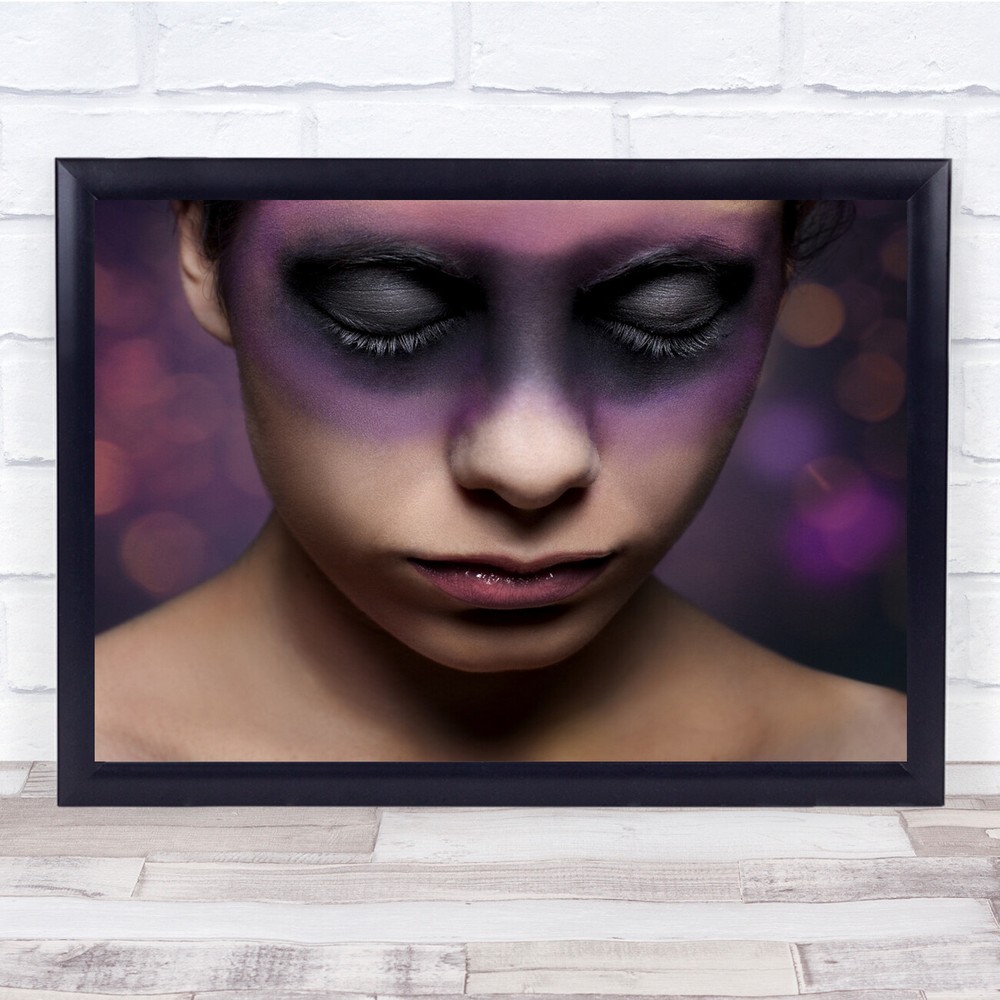 Dark Beauty Purple make up Closed eyes Wall Art Print