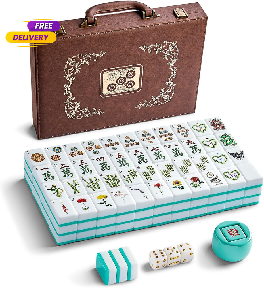 American Mahjong Tile Set, 166 Vintage-Inspired Acrylic Engraved Tiles with Wind