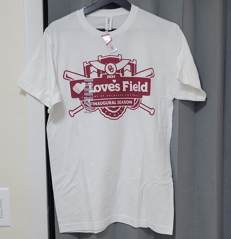 Tultex Men's White 2024 Loves Field OU Softball Graphic Crew Neck T-Shirt M