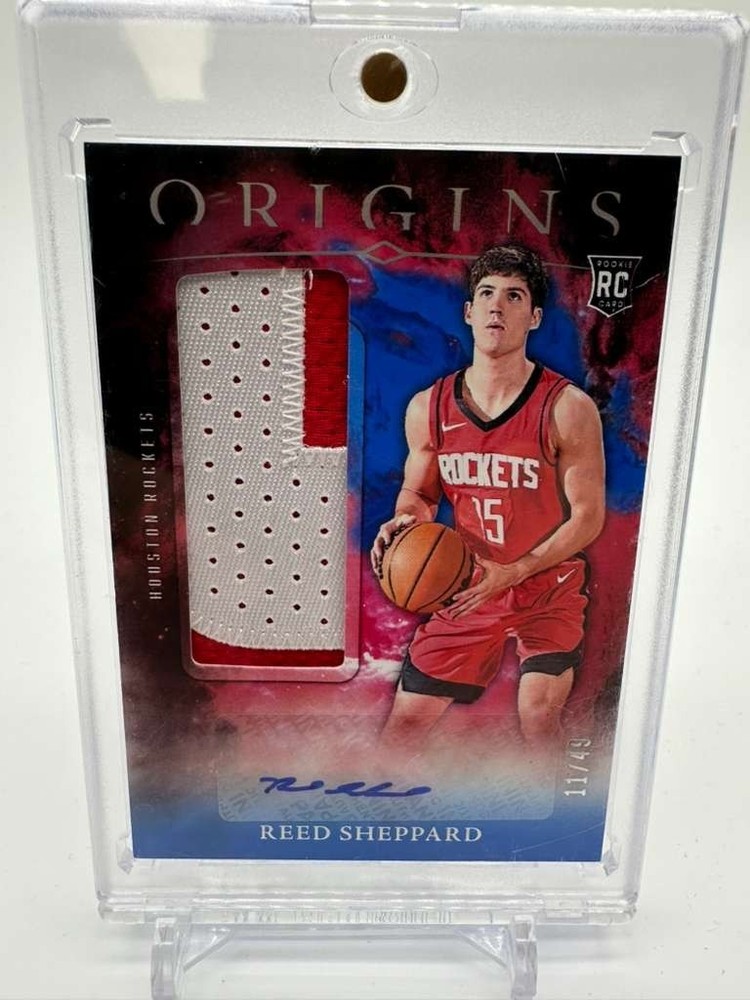 2024-25 Panini Origins Reed Sheppard RC Rookie Jersey Patch Auto RPA Blue /49