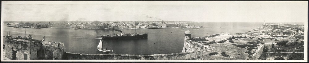 Photo:1911 Panoramic: Departure,S.S. Chalmette from Havana Harbor, Cuba