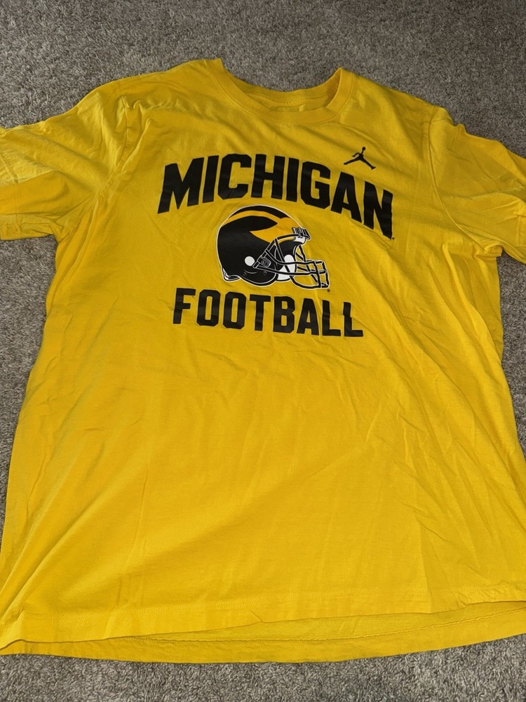 Nike Michigan Wolverines Football Jordan Men's Shirt Short Sleeve NCAA Yellow XL