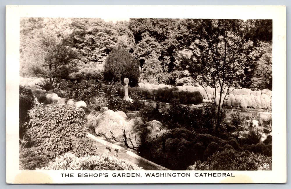 RPPC~View @ Scenic Bishops Garden Of Washington DC Cathedral~Real Photo Postcard