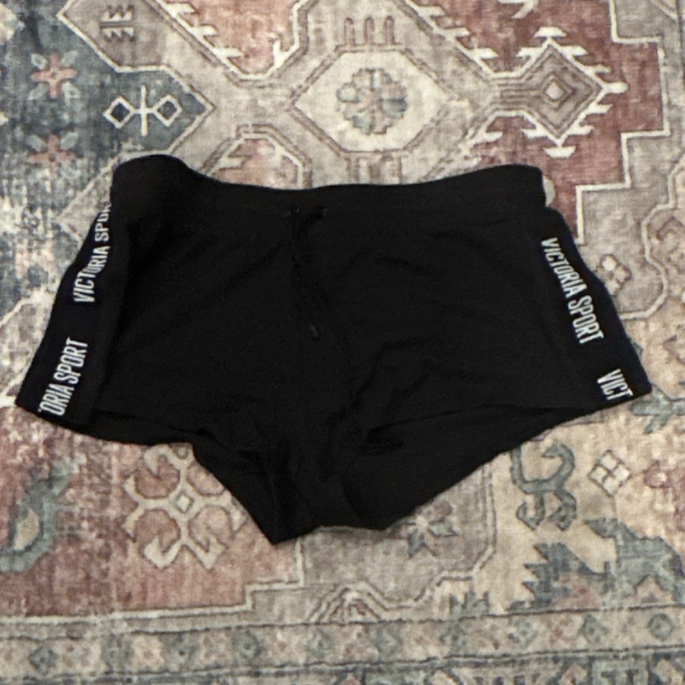 Victoria Sport Athletic Shorts Black Women's Elastic Waist Drawstring Solid XL