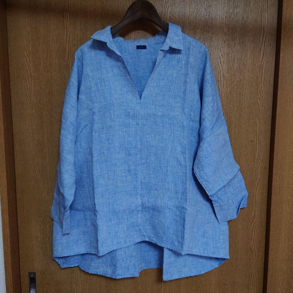 Ichi Linen Overshirt Blue Long Sleeve Size L Used Fashion Shirt