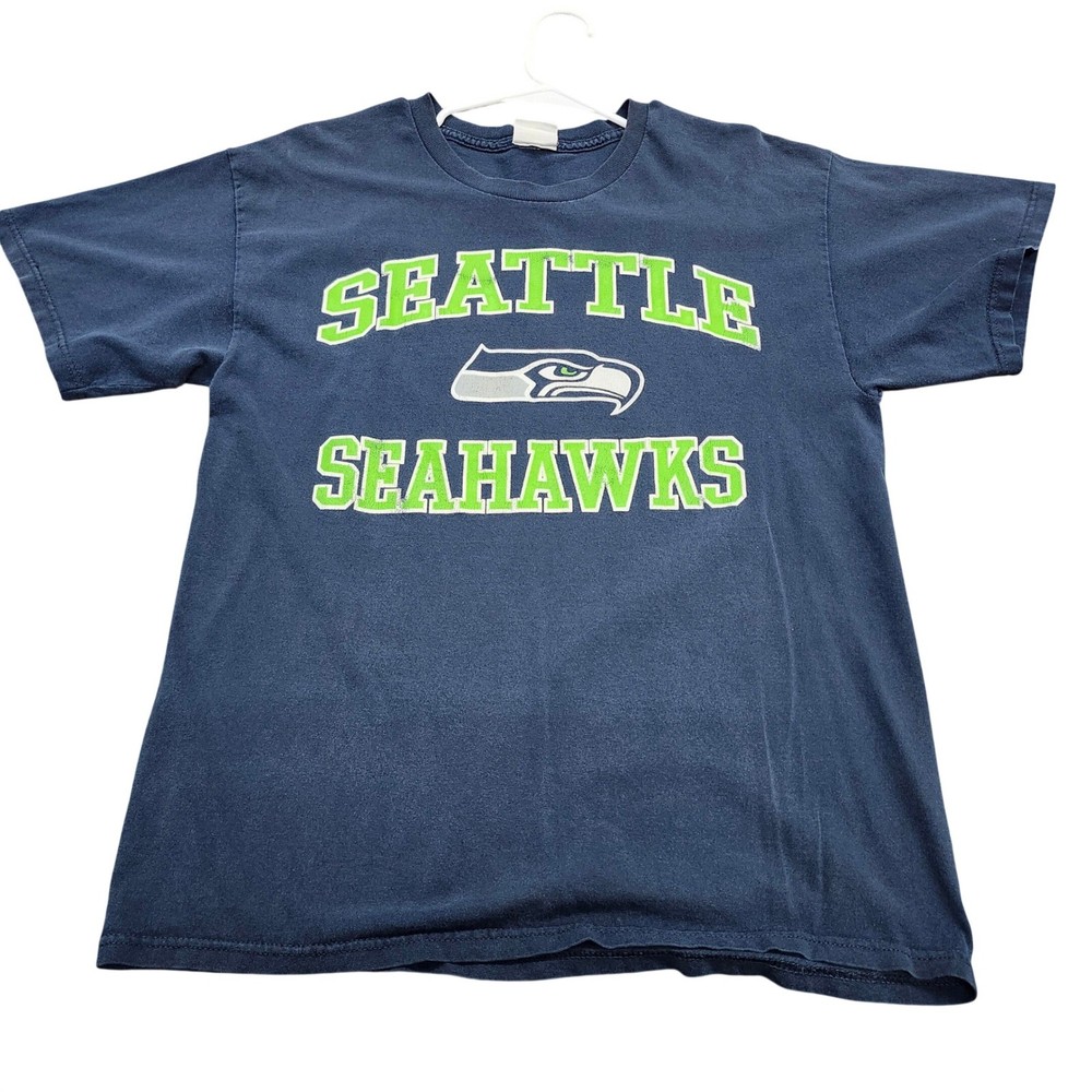 Seattle Seahawks NFL Graphic T-Shirt Navy Blue Mens Large Majestic