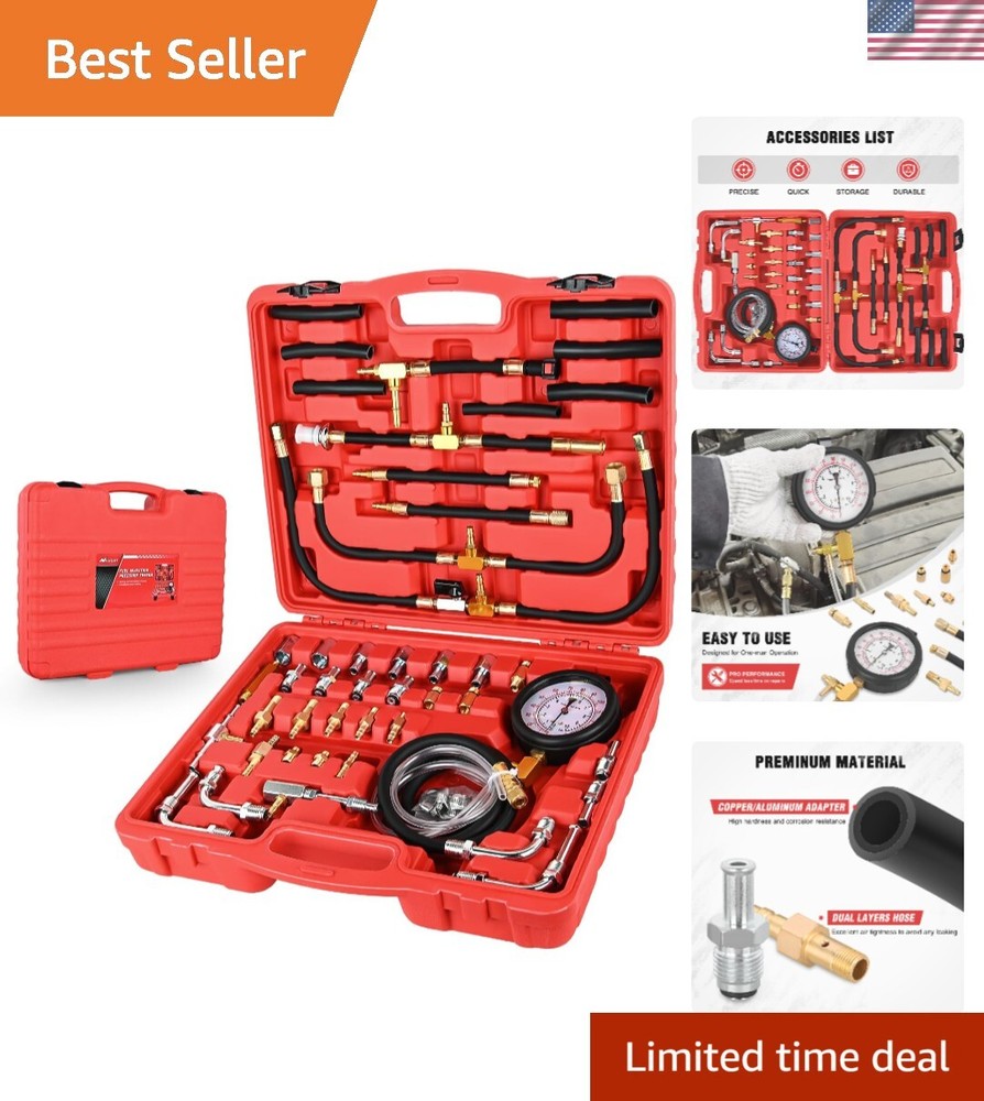 Fuel Injection Pressure Tester Kit, 0-140 PSI Fuel Pressure Gauge Master Auto...