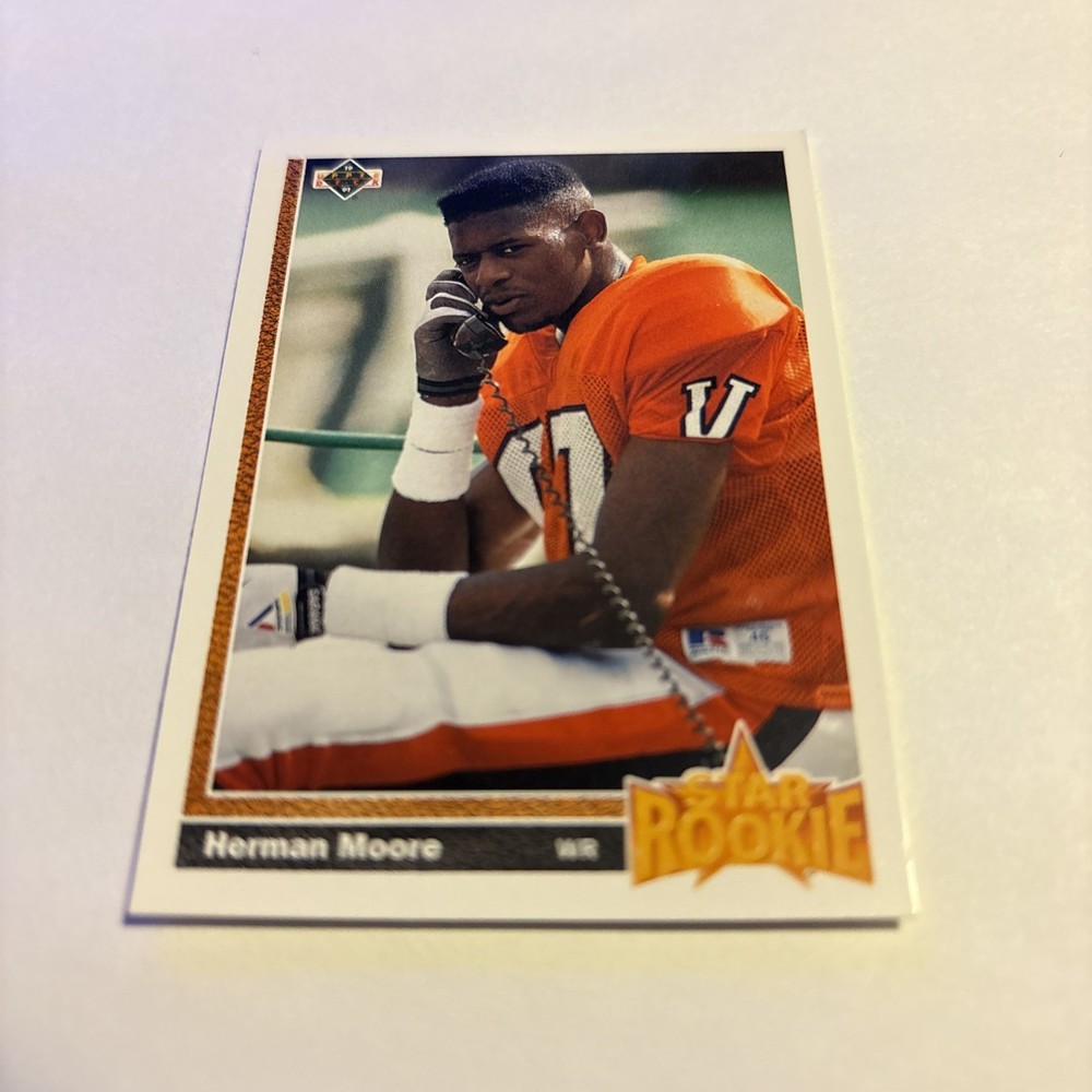 1991 Upper Deck Football Herman Moore Rookie #17 NFL Card Detroit Lions Virginia