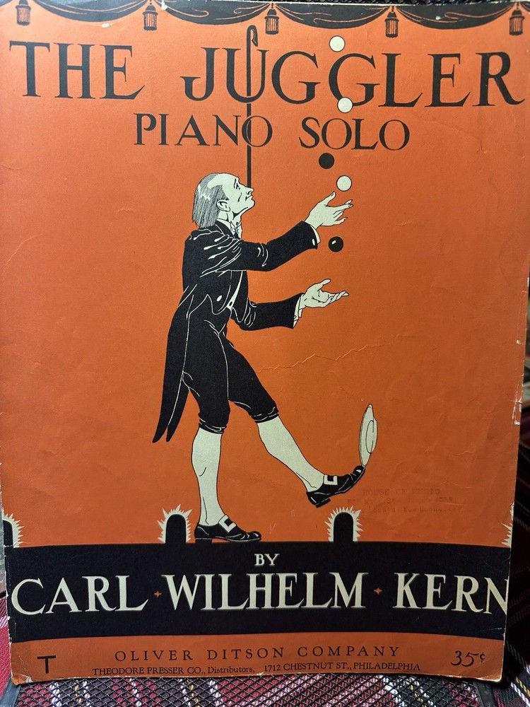 A 1911 9x12  Piano Novelty Sheet Music THE JUGGLER by Carl Wilhelm Kern
