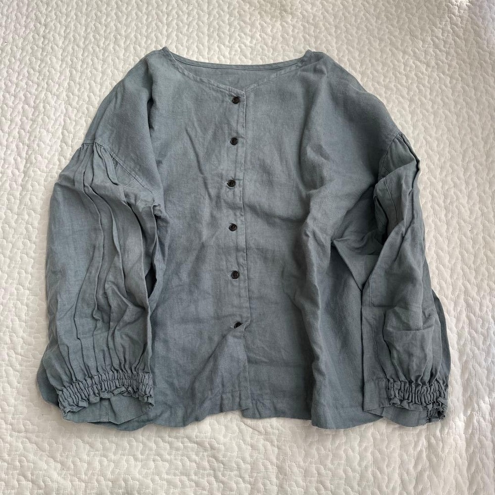 Nestrobe Linen Balloon Sleeve Blouse Cardigan Layering Top Used