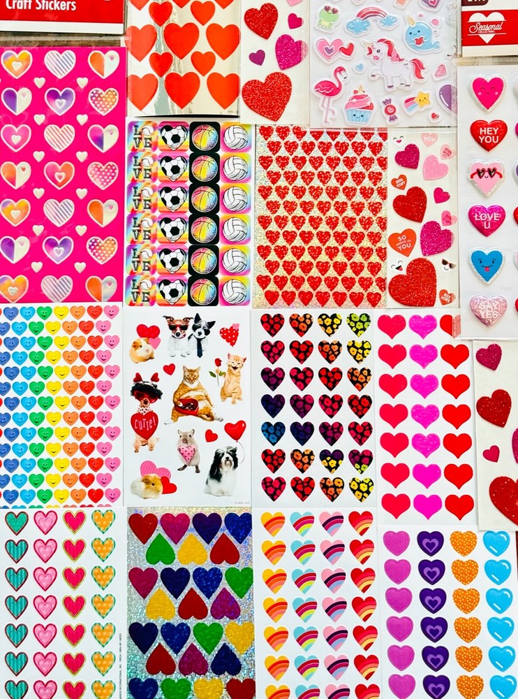 29 Valentine's Day Sticker Sheets for Kids, Teachers, and Teens - School Party Favor Bundle