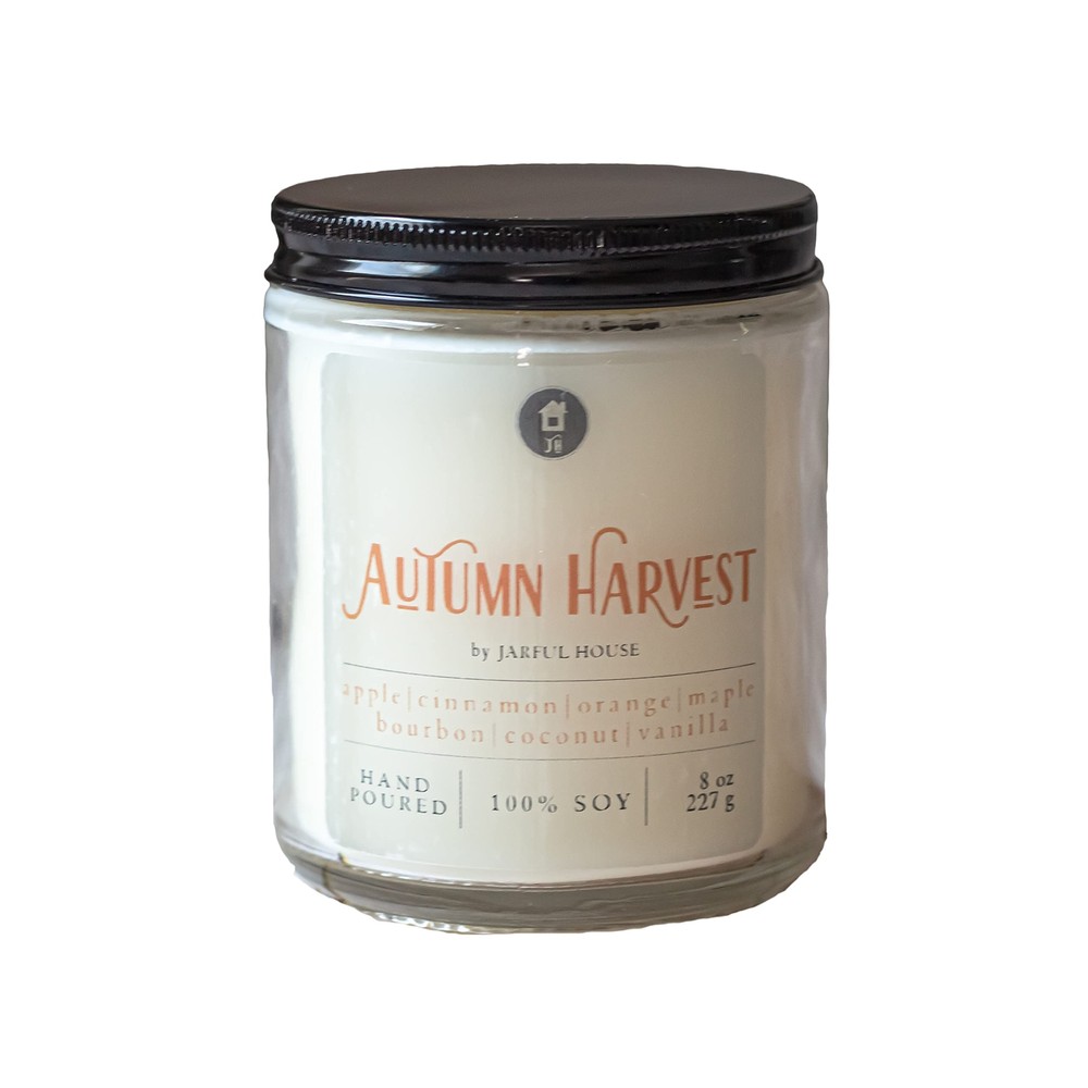 Fall Candle Autumn Harvest, Natural Soy Wax, Bakery Scent Apple Cinnamon Mapl...