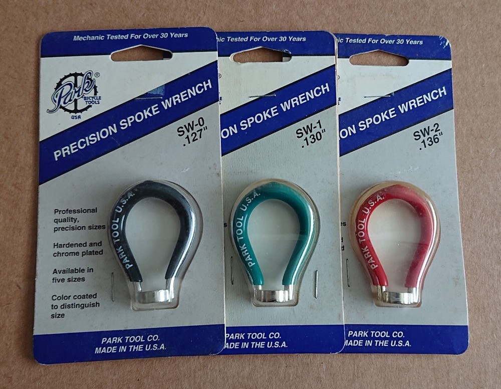 Park Tool SW-0/1/2 Spoke Wrench Set - 3 Sizes .127 .130 .136 Black Green Red USA Made