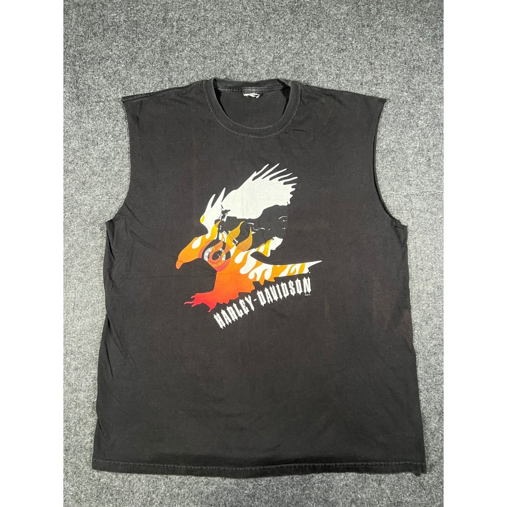 Harley-Davidson Wildwood NJ Eagle Flame Muscle Tee Black Mens XL 2005 Vintage