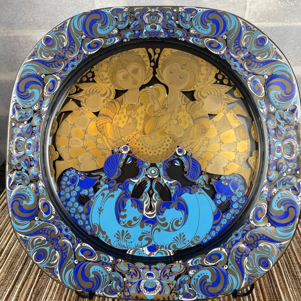 Rosenthal 1980 Bjorn Wiinblad Glass Christmas Plate Angels & Shepherds