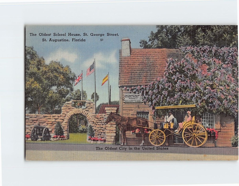 Postcard Oldest School House Saint George Street St. Augustine Florida USA