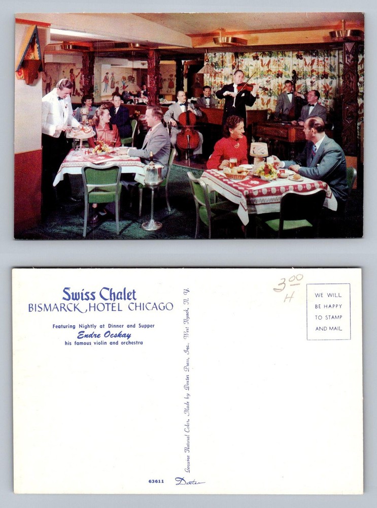 Chicago, IL-Illinois, Swiss Chalet Bismarck Hotel Orchestra Vintage Postcard
