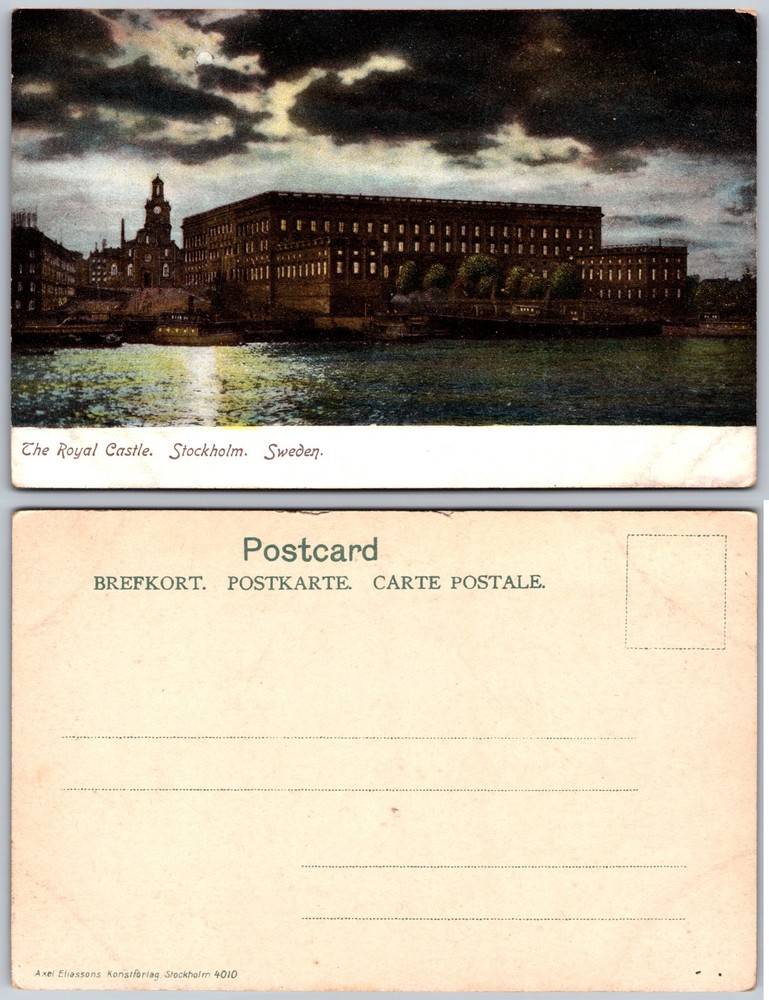 Royal Castle Stockholm Sweden Night View Postcard
