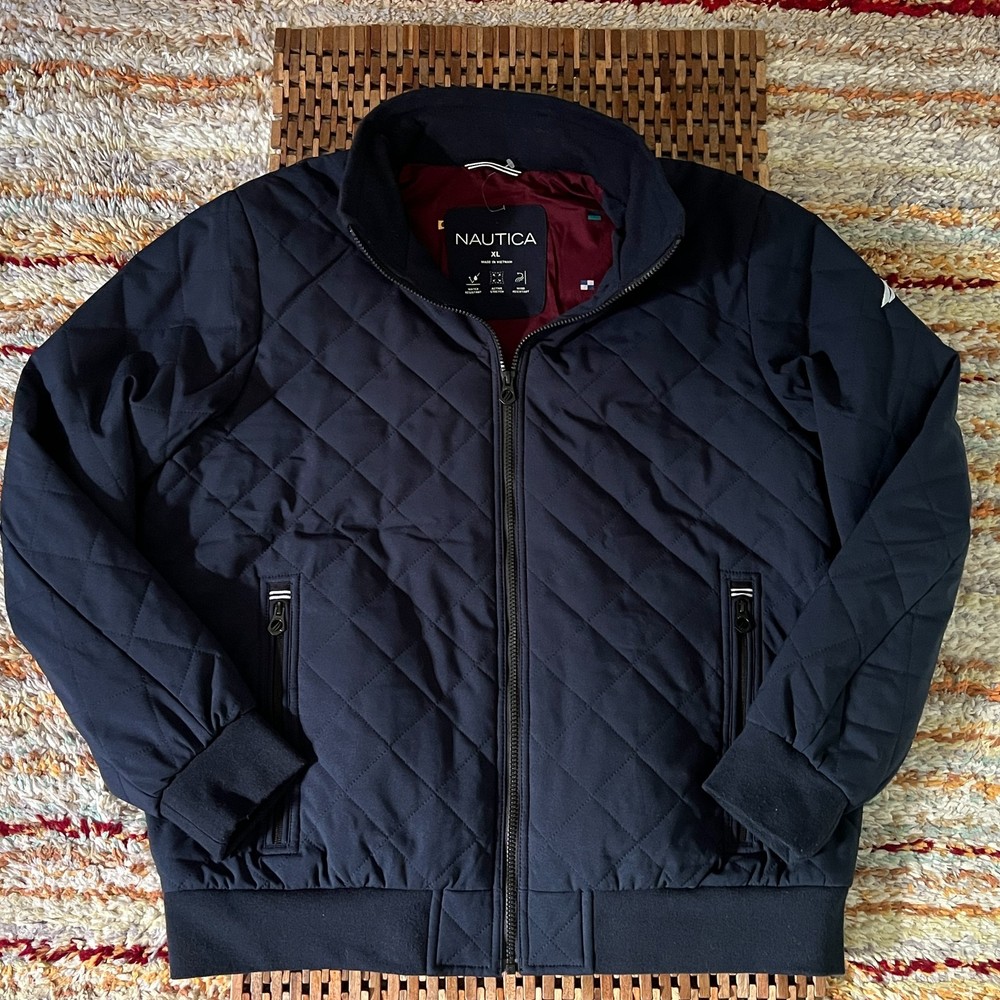 Nautica Diamond Quilted Full Zip Puffer Jacket Blue Men's Size XL