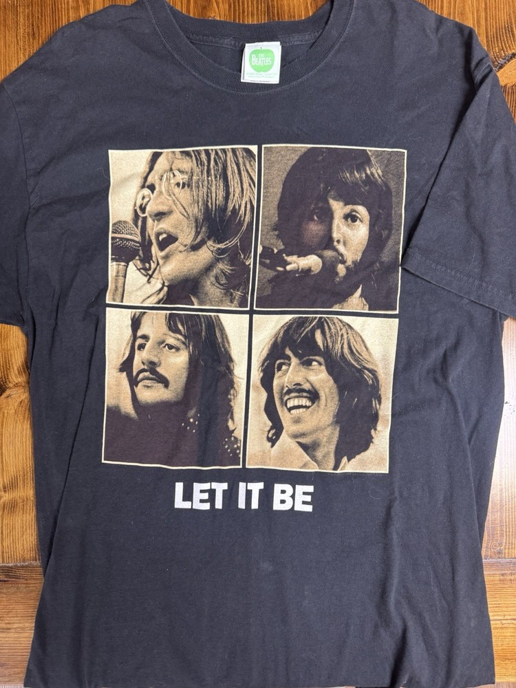 Vintage The Beatles Y2K 2005 T Shirt Let It Be Size Large Black