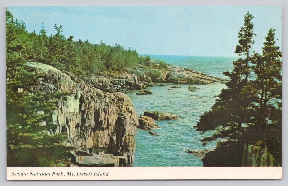 Acadia National Park Schoodic Point Maine Coastline Vintage Postcard-image