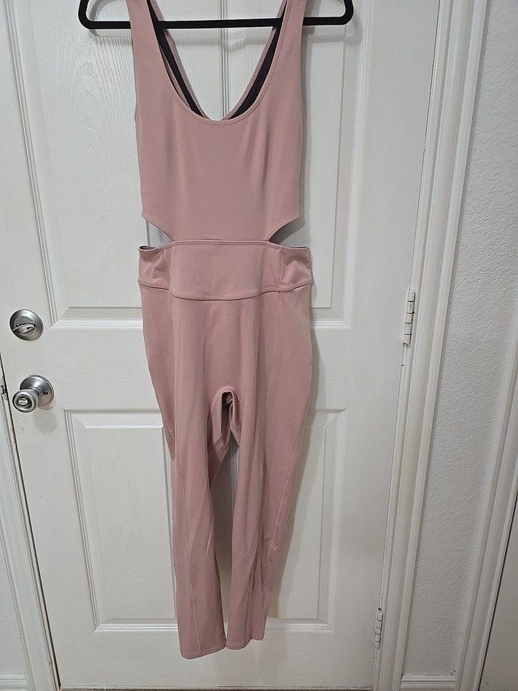 Free People Movement Back It Up Mauve Pink Athleisure Jumpsuit Size Large