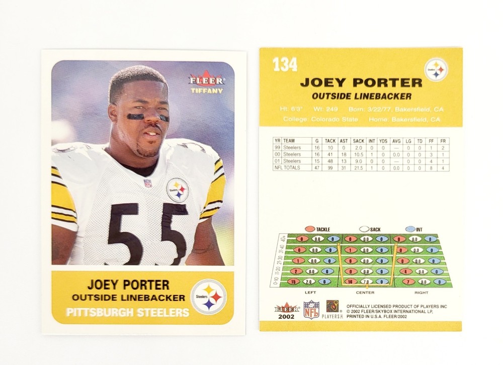 MINT TIFFANY GOLD PARALLEL 2002 Fleer Tradition JOEY PORTER PITTSBURGH STEELERS
