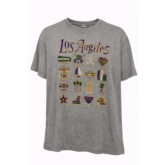 Vintage Los Angeles Graphic Tee Mens Large California Souvenir Retro Shirt