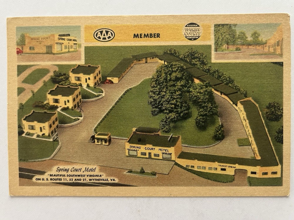 Spring Court Motel Wytheville Virginia VA Linen Postcard Posted AAA Hotel