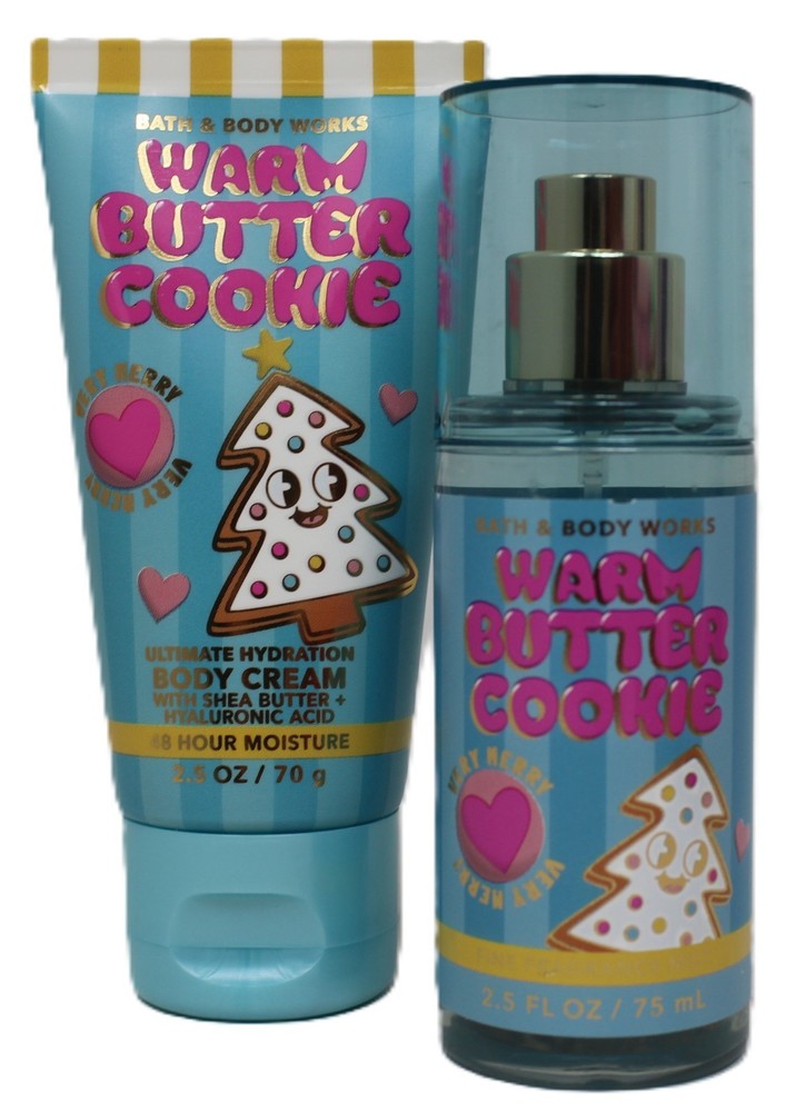 Bath Body Works Warm Butter Cookie 2.5 oz Travel Set Cream Shea Lotion Mist New